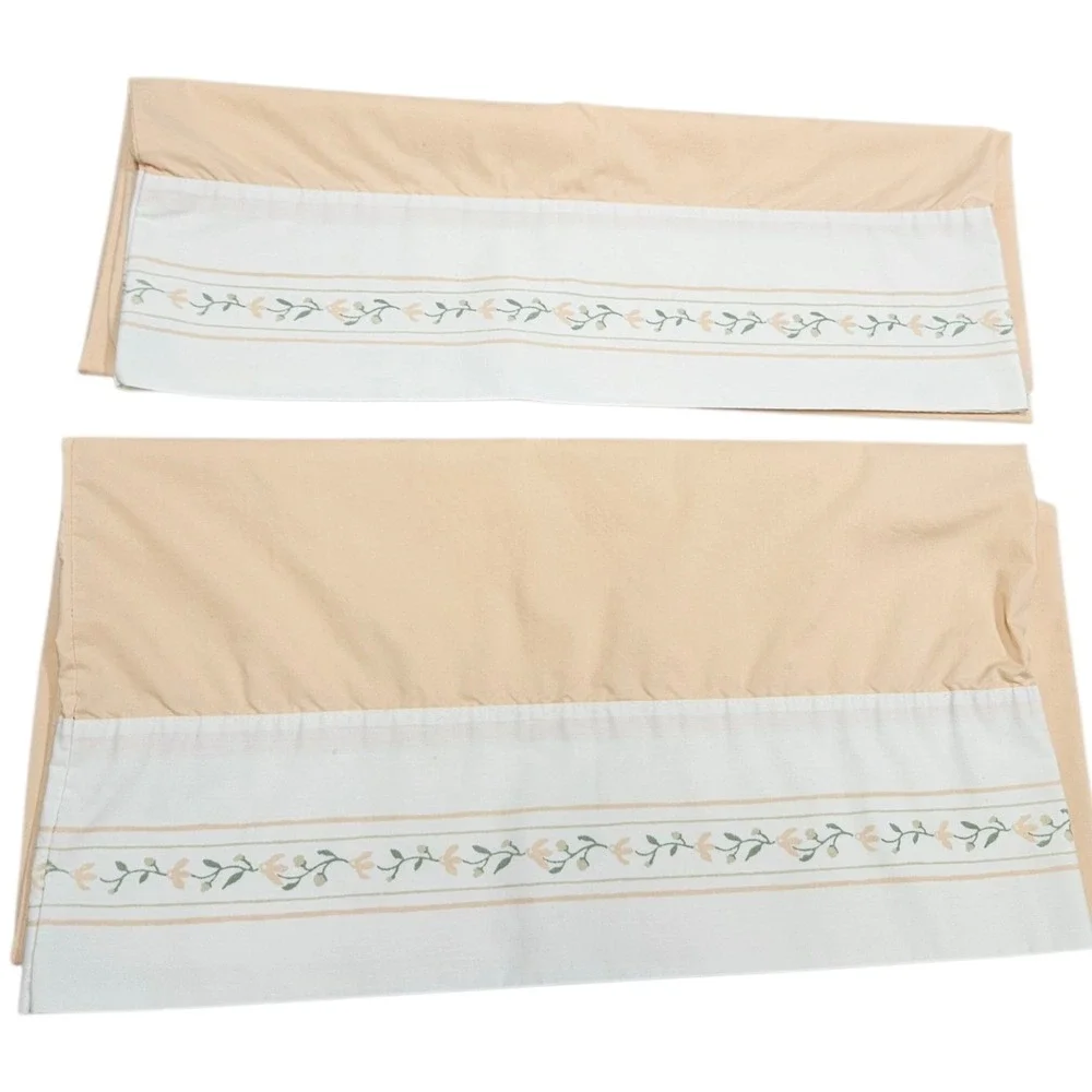 Vintage Laura Ashley Burlington House Peach Floral Pillowcases Standard Set of 2